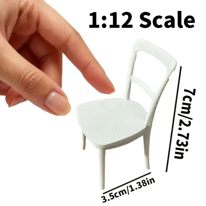 1:12 Retro Miniature Chair Model 3D Printing Diy Dollhouse Sofa Miniature Dollhouse Living Room Furniture Decor Accessories Gift Oasis Select Chair white
