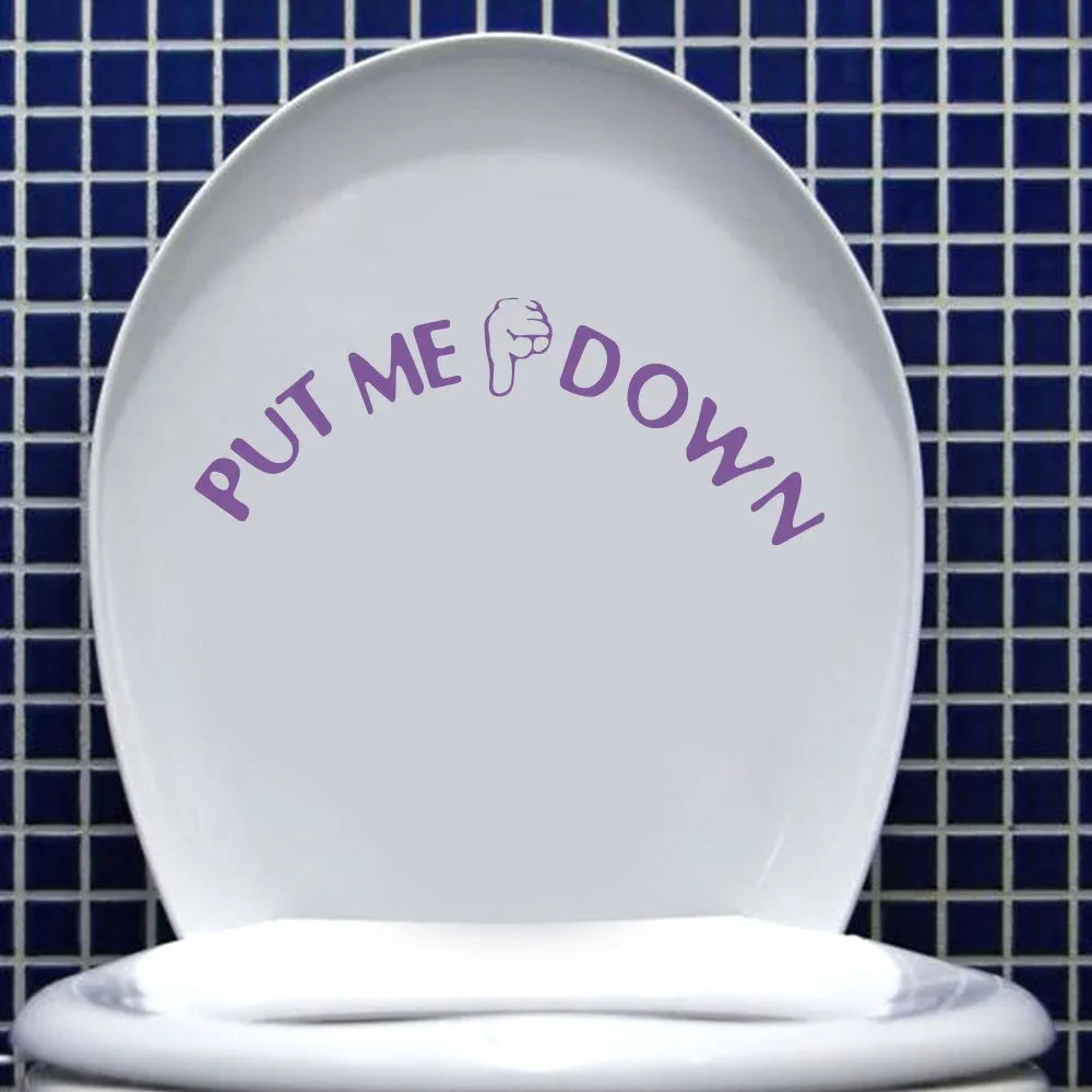 Gesture Hand Decal Funny Bathroom Toilet Seat Wall Sticker Sign For Put Me Down Home Art Refrigerator Sticker Decals Oasis Select