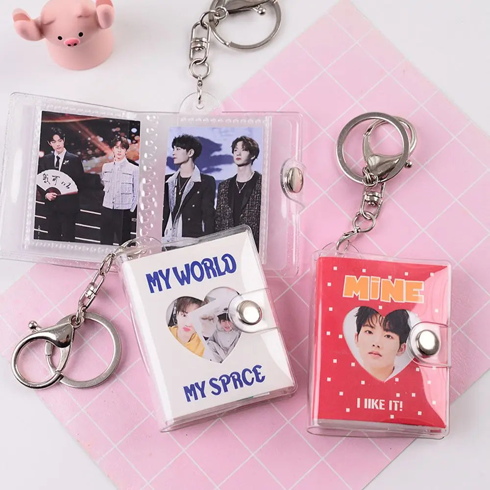 Book Albums Pendant Photo Holder Pictures Storage Card Bag Photo Album Keychain Collection Card Holder Card Book Keyring Oasis Select