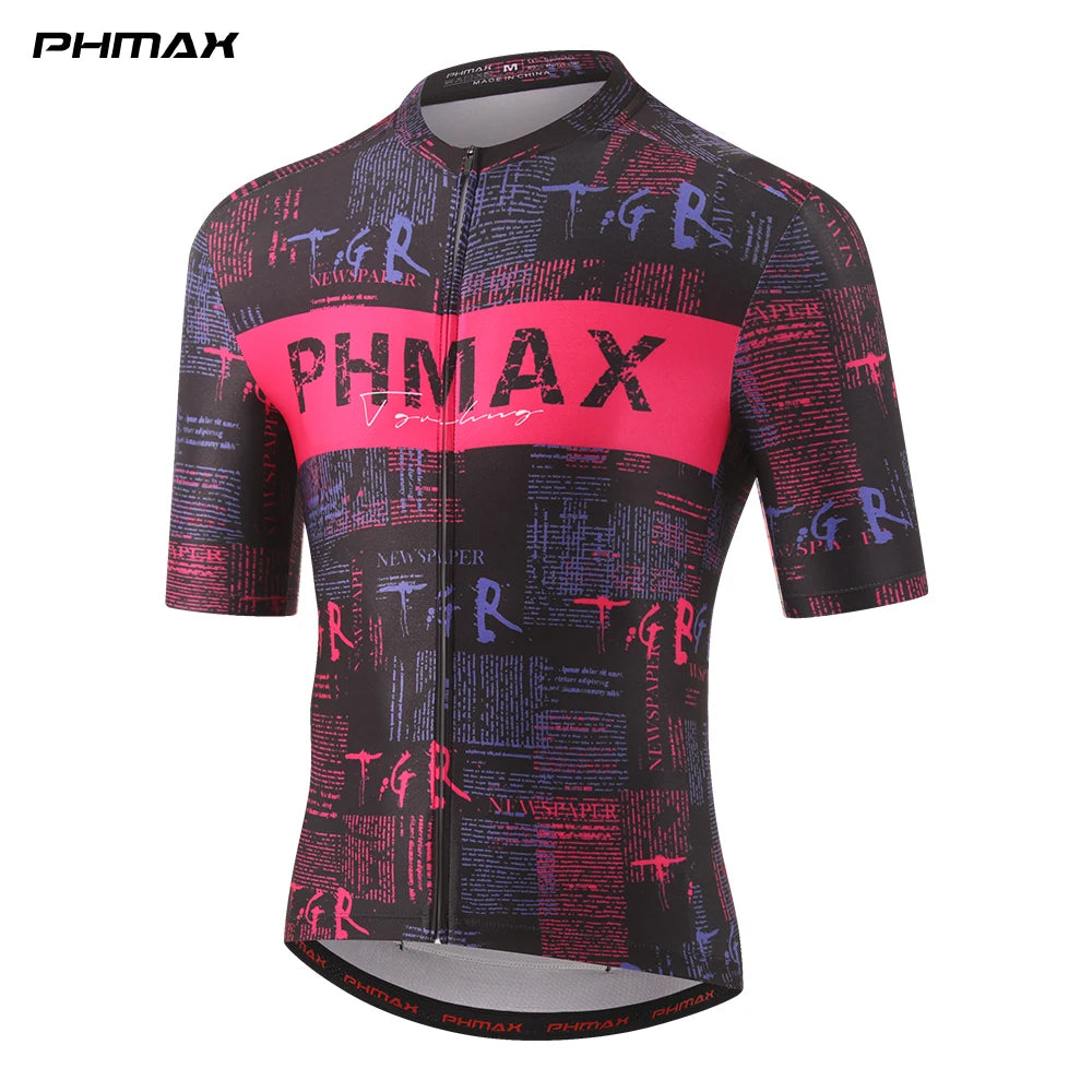 PHMAX Men Cycling Jersey Summer Cycling Short Sleeve Lightweight Breathable Road Bicycle Shirts Pro Race Slim MTB Jersey for Man Oasis Select PM-DY-44002 XL