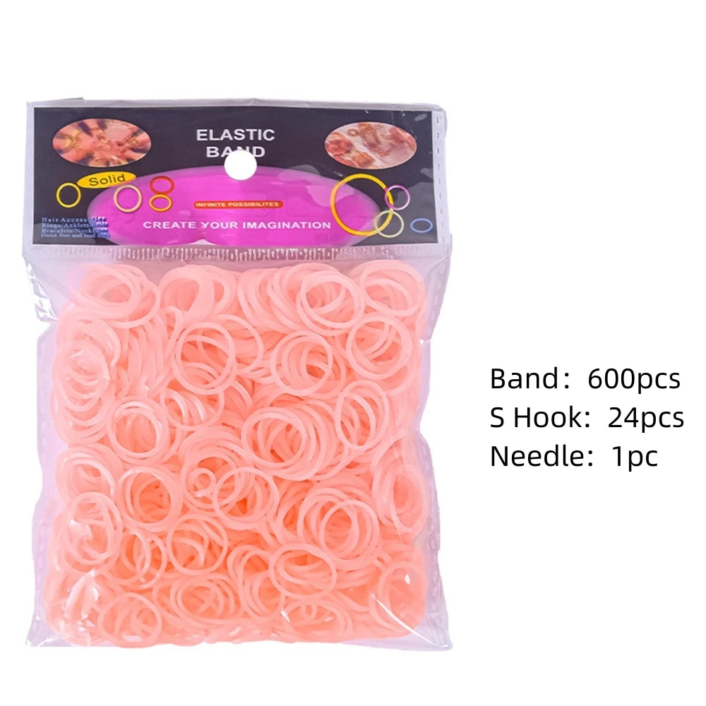 600pcs Loom Rubber Bands Kit Bracelet Making Kit for Kids Elastic Weaving Lacing DIY Crafting Gift Girl Oasis Select Pink Skin