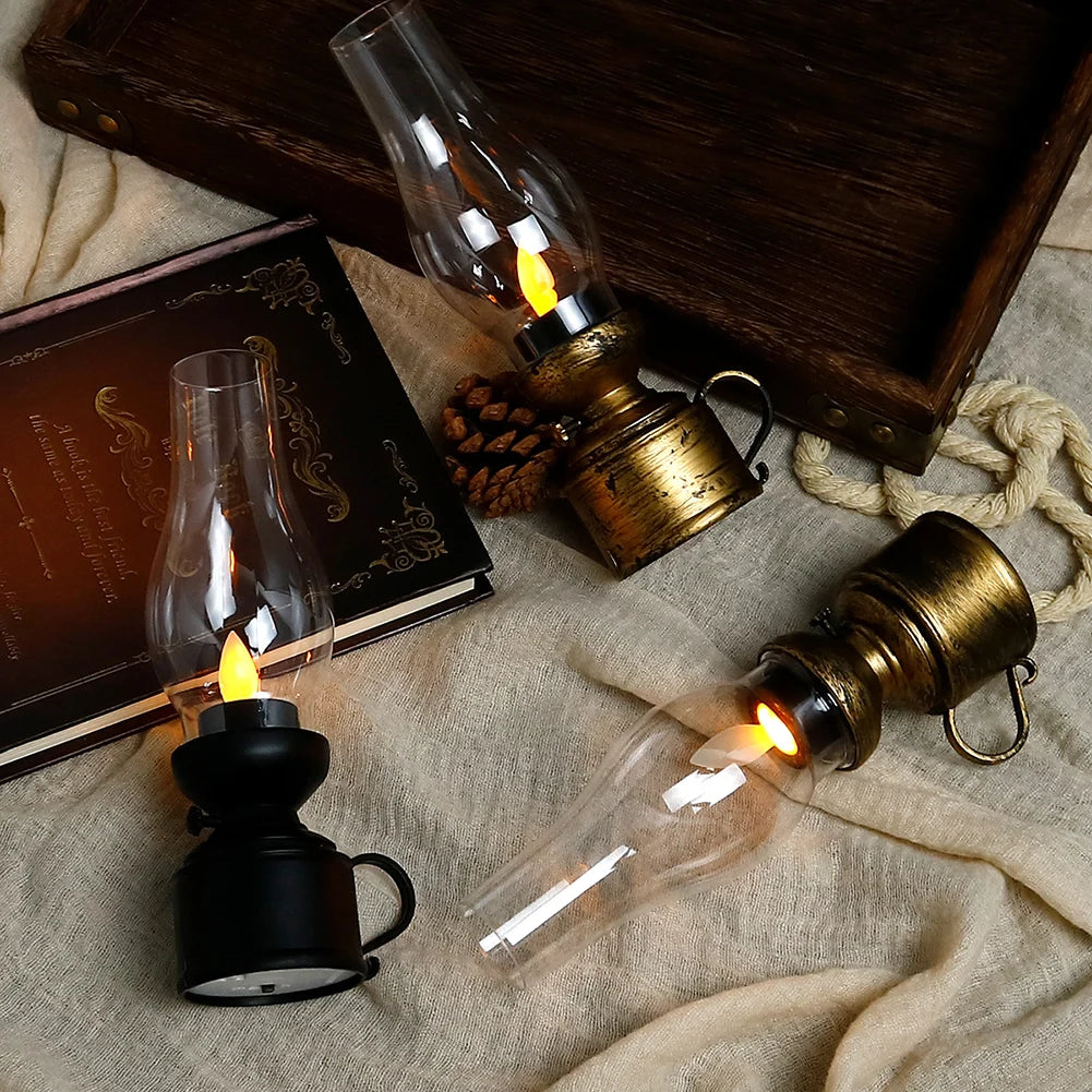 Vintage Flameless LED Oil Lamp | Antique Kerosene Décor Decorative Table Lamp Oasis Select