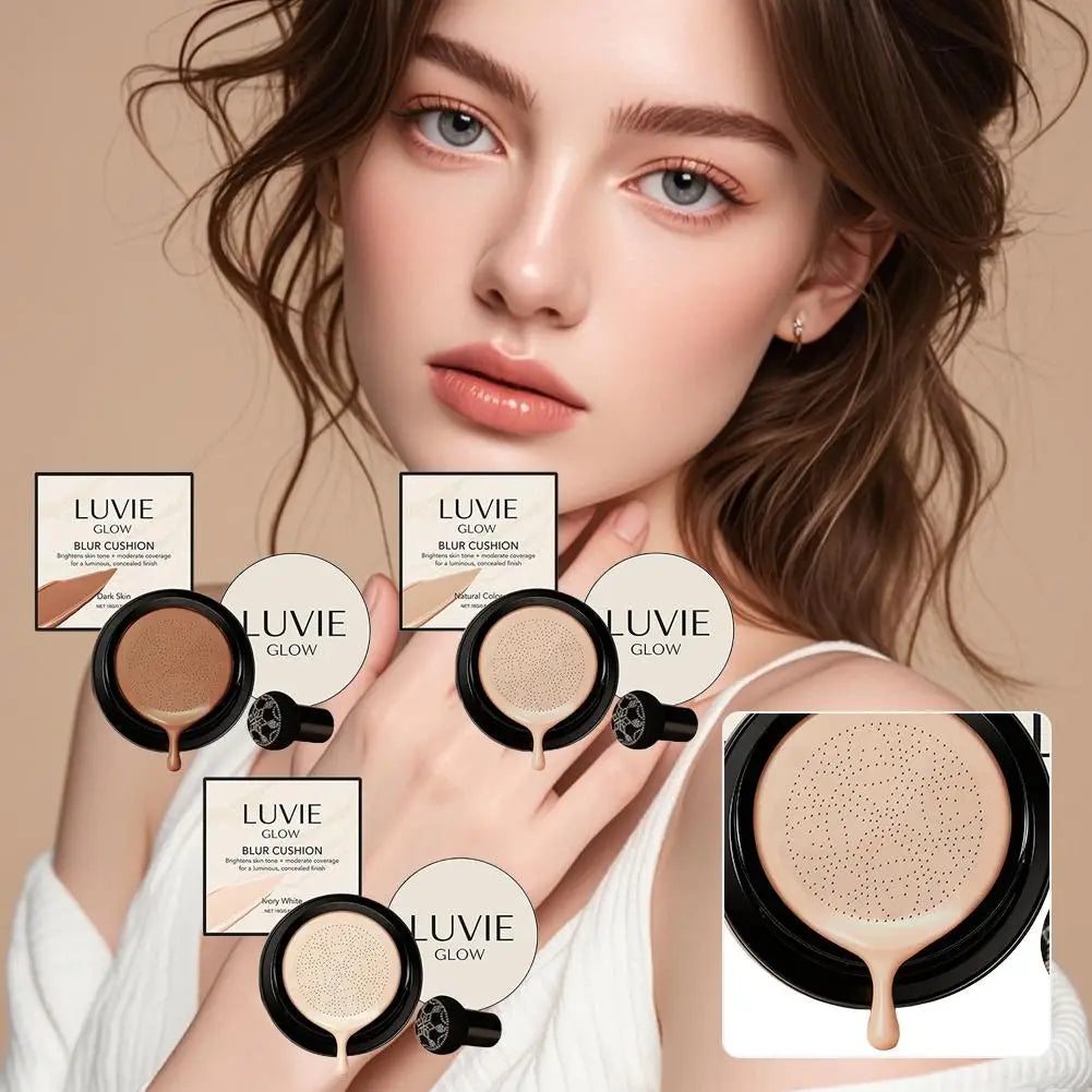Glow Foundation Cushion, Mushroom Head Air Cushion BB Cream Face Makeup Foundation, Concealer Long-Lasting Even Skin Tone Oasis Select