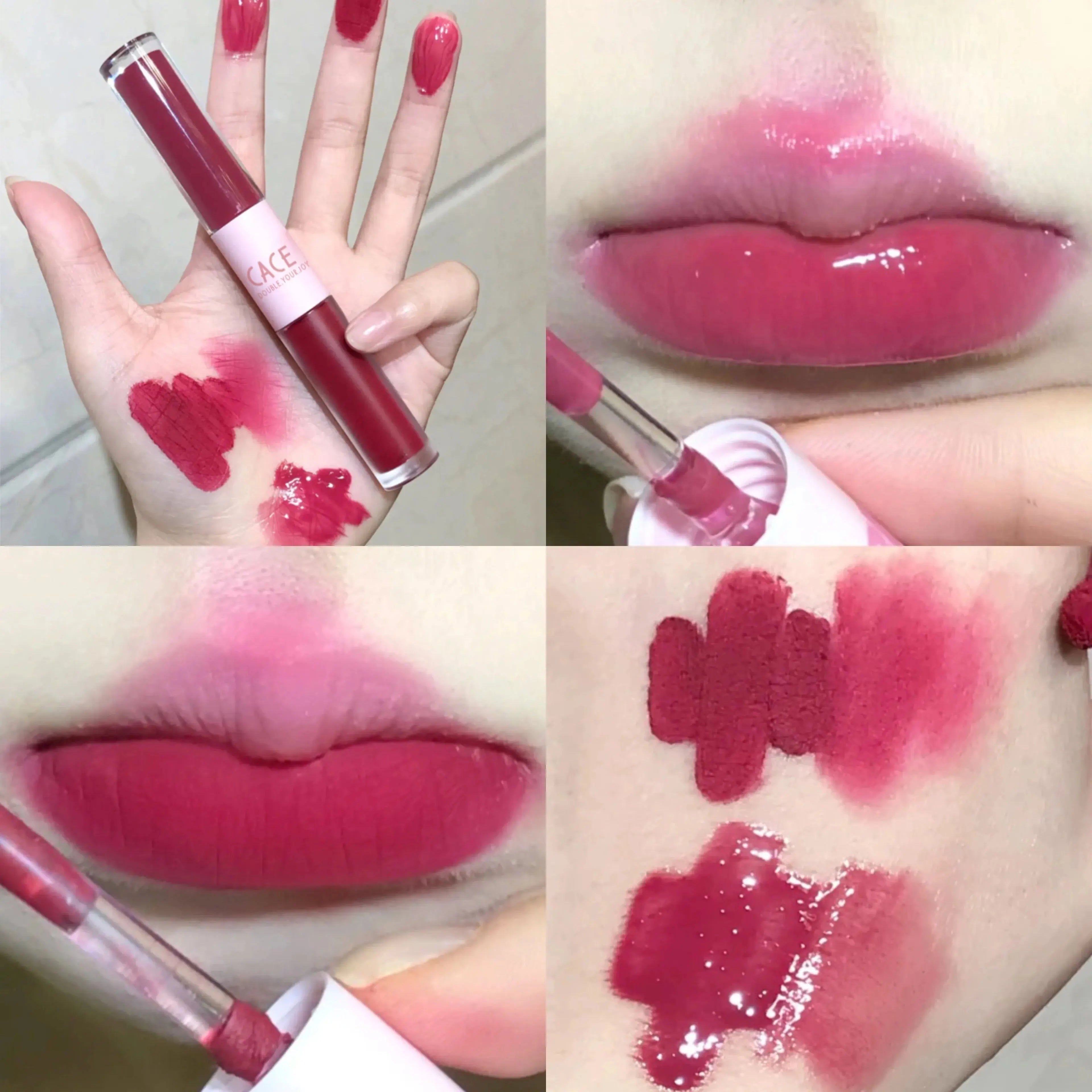 CACE Double Head Lip Gloss & Matte Lipstick | Waterproof Glaze