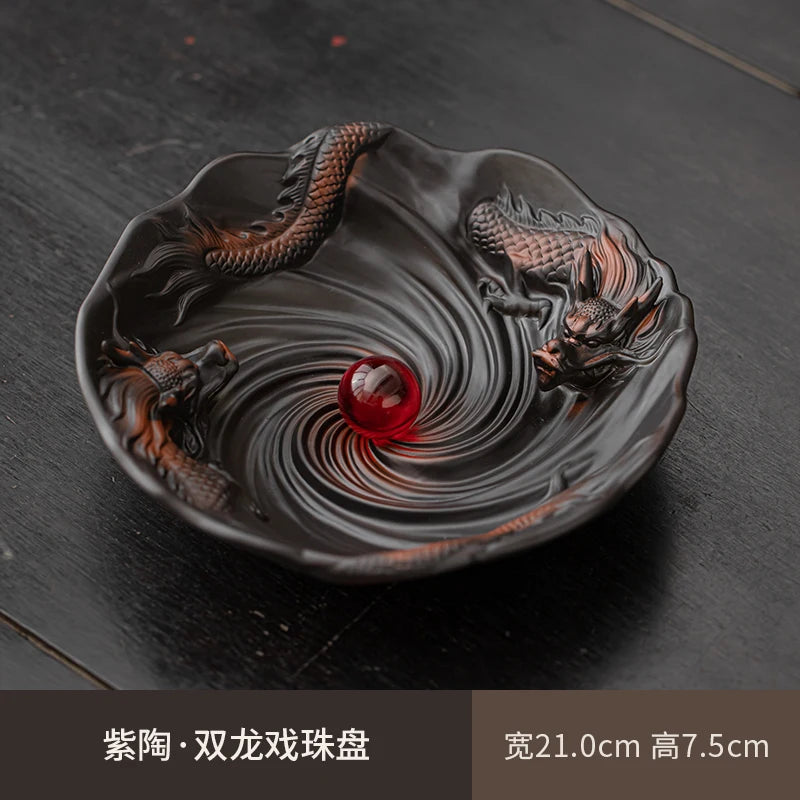Purple Pottery Household Living Room Tea Washing Ceramic Large Retro Covered Filter Water Basin Tea Set Accessories Oasis Select tea leak