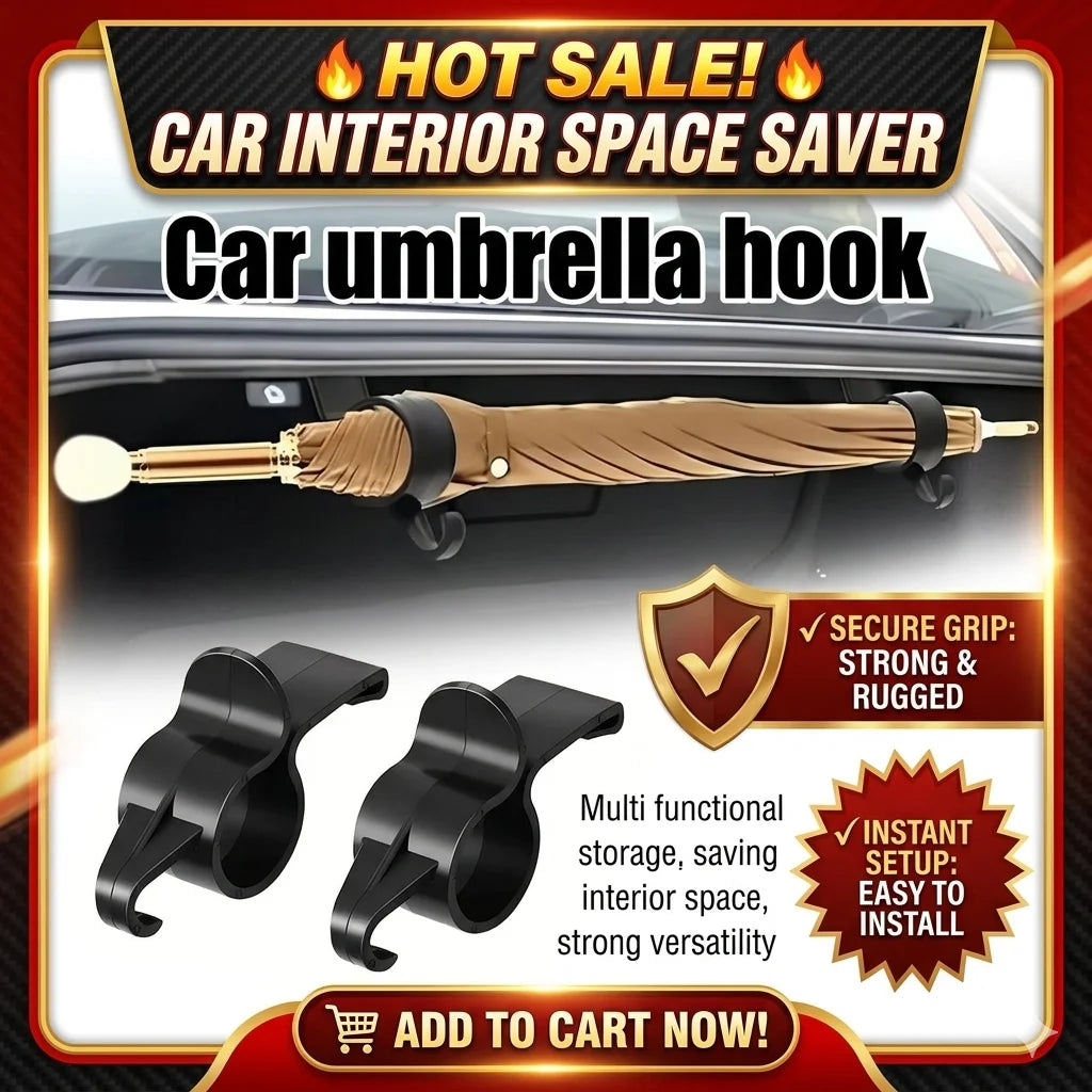 Car Trunk Umbrella Hook Holder & Bag Hanger Organizer 2-Pack