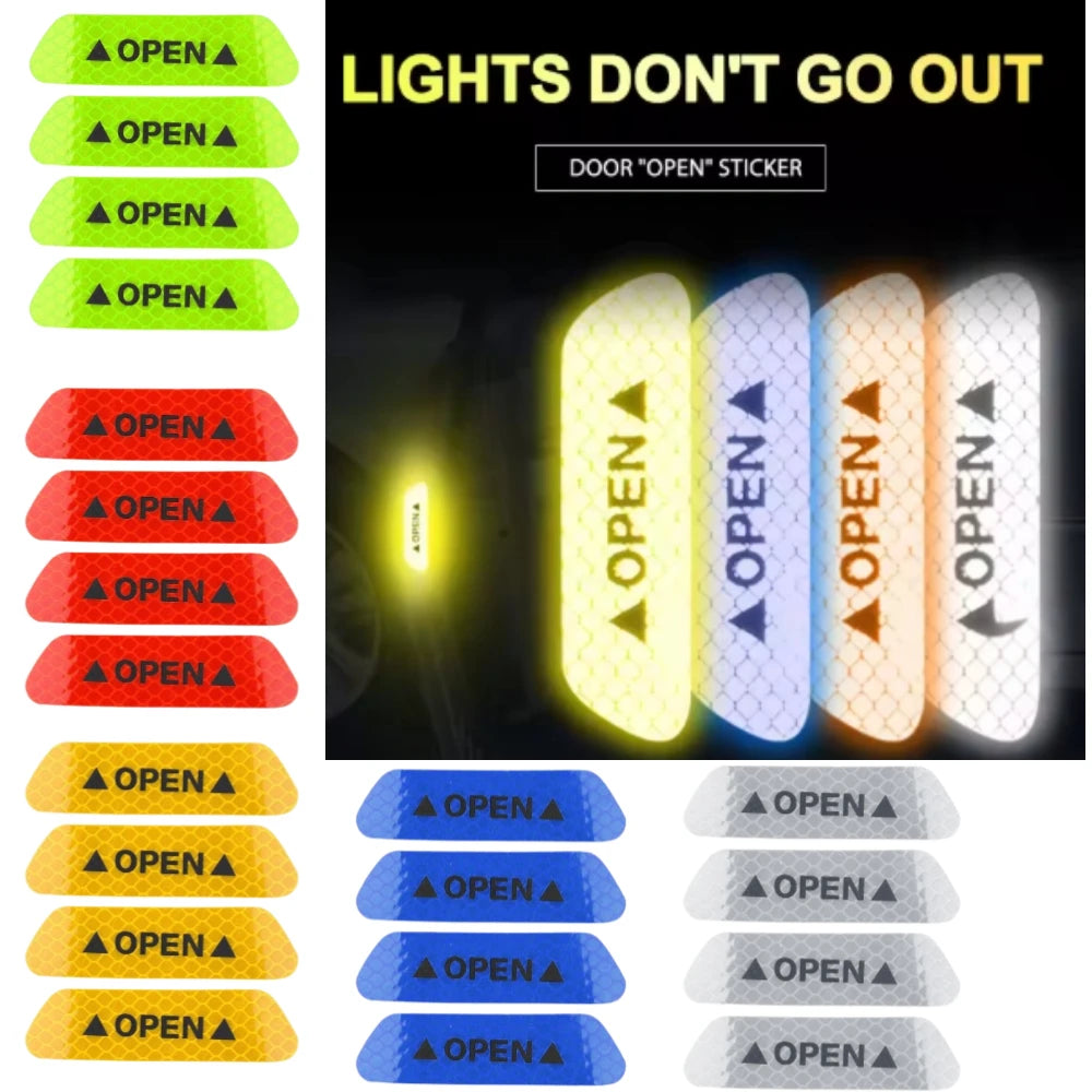 4-Pack Night Reflective Car Door Safety Warning Stickers