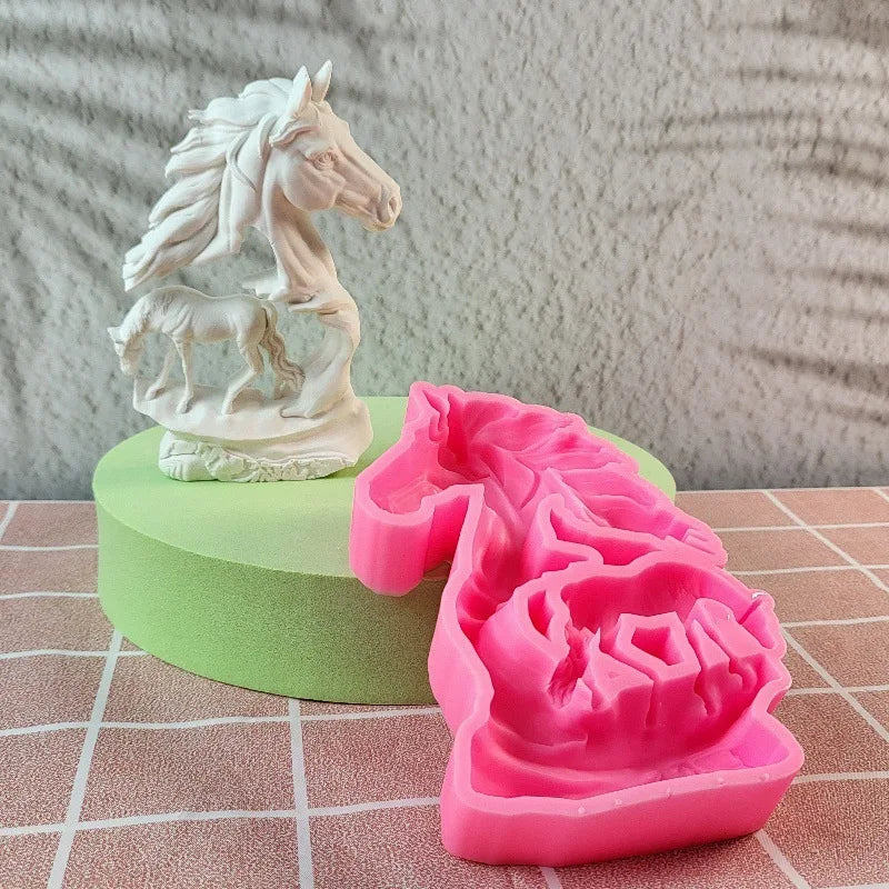 3D Horse, Duck, Alpaca, Dinosaur Animal Series Plaster Figurine Silicone Mold DIY Cement Plaster Dinosaur Animal Mold Oasis Select