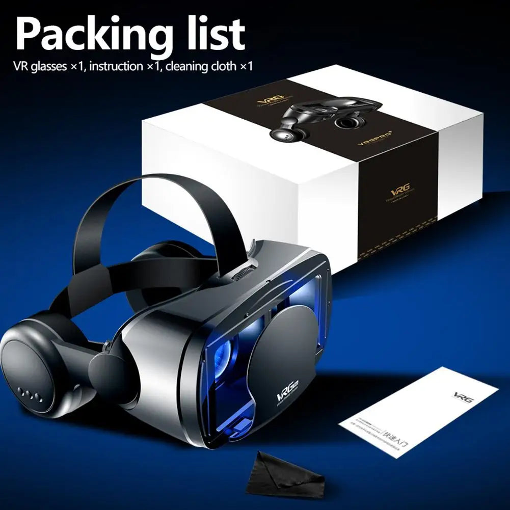 VRG Pro 3D VR Headset | 120° FOV, Blue Light Lenses, 5–7" Phones