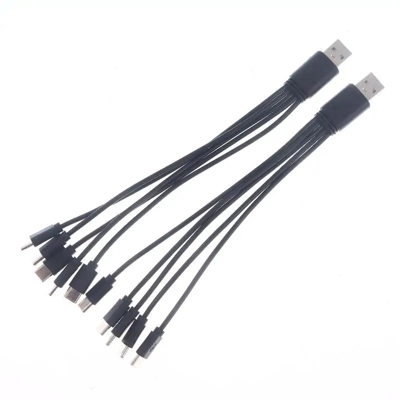 20cm USB to USB-C Splitter Cable | 2–5 Port Multi Charging