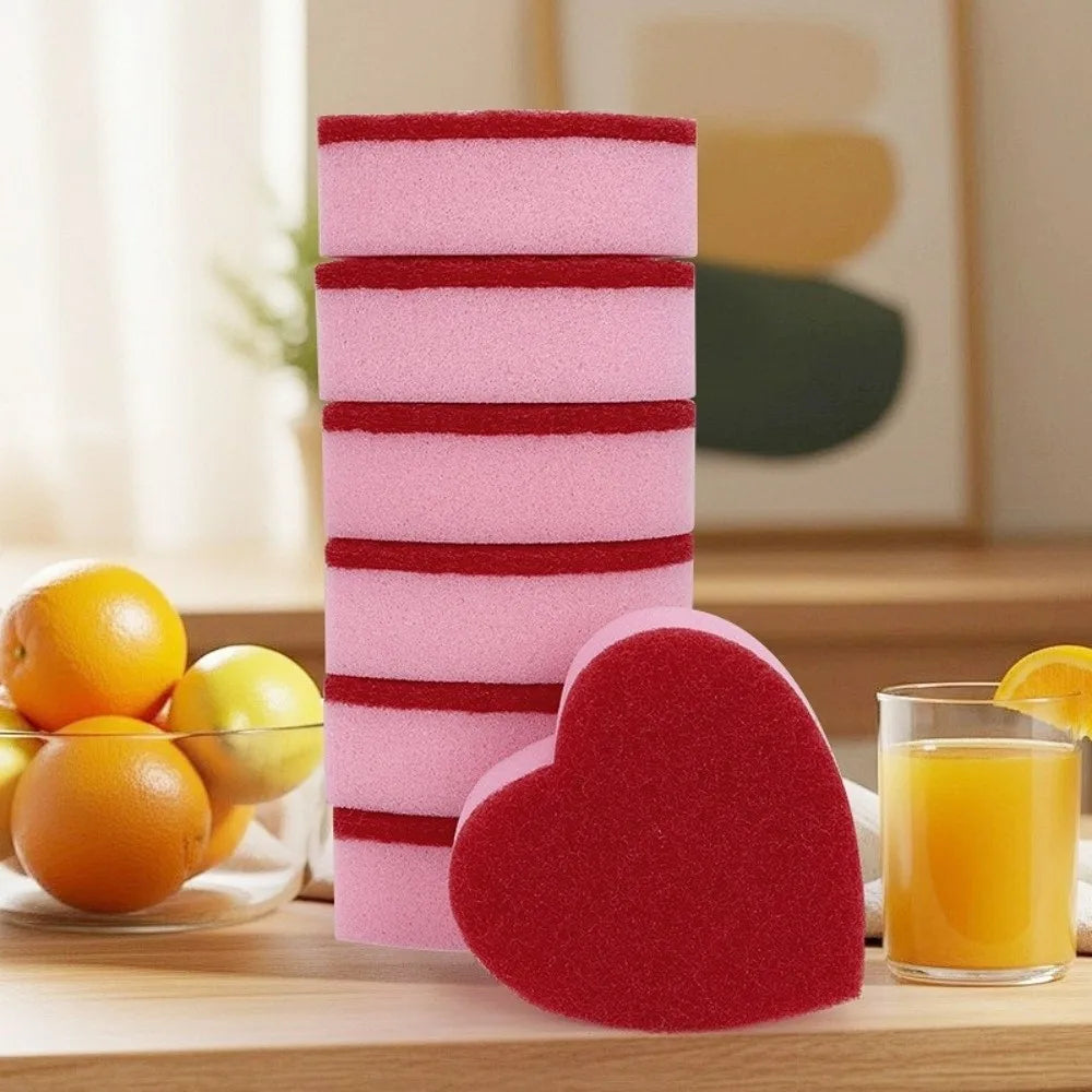 Heart-Shaped Kitchen Scrub Sponges – Non-Scratch Cleaning Pads