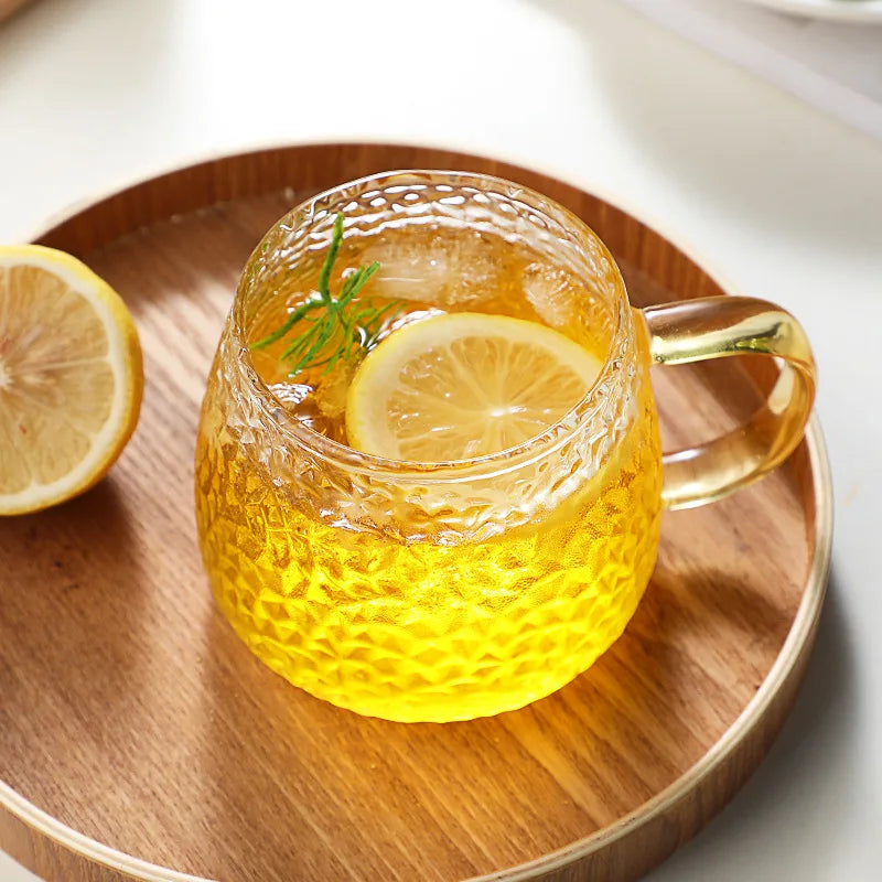 350ml/400ml Rose Glass Cup with Handle Household Breakfast Cup for Juice Coffee Clear Mug Cute Tea Milk Cup Glass Goblets Oasis Select