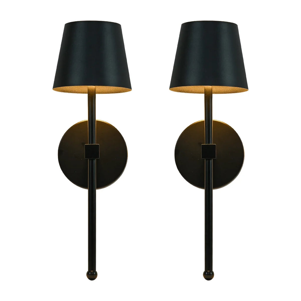 American-style No-wiring Bedroom Bedside Lamp Living Room Decoration Remote-controlled Gold Wireless Charging Dimmable Wall Lamp Oasis Select Black 2PCS Remote control model