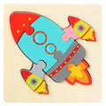 Wooden Puzzle Montessori Animals Carton Colorful Learning Education Toys Tangram Jigzaw Cognitive Wood For Children Kids Gift Oasis Select rocket