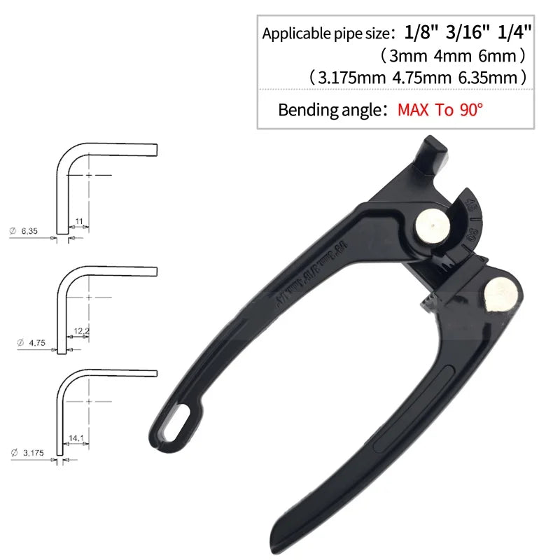 1Pcs Copper Tube Bender Tubing Bender 90°,Fuel Brake Pipe Bender Hand Tool 1/4“ 3/16” 1/8“ 3 in 1 Pipe Tubing Bender Pipe Oasis Select Black