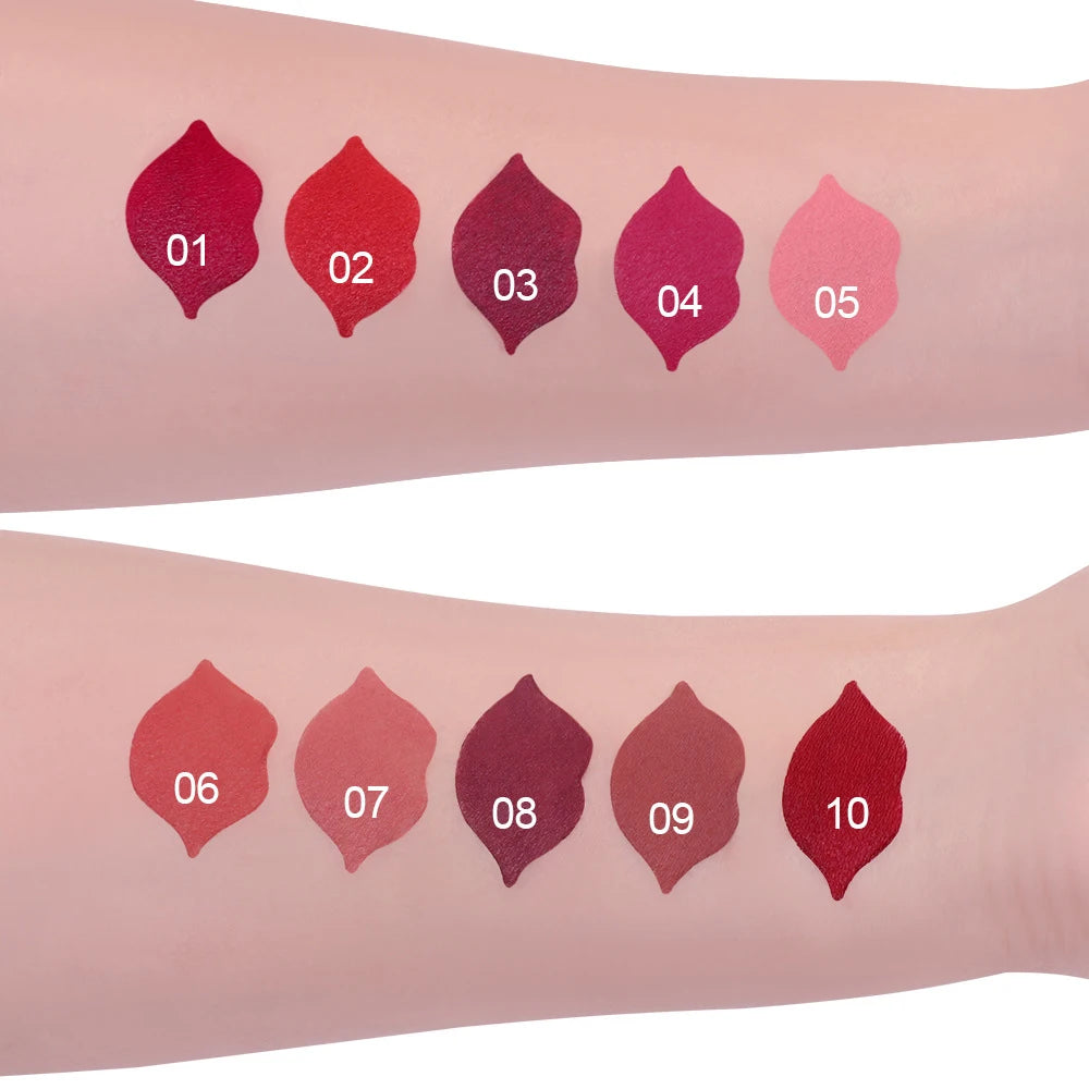 Matte Lipstick Velvet Lip Gloss 10pcs/set: Long-lasting Waterproof Plumping Multi-use Bright Red Tomato Red Y2K Valentine's Da Oasis Select