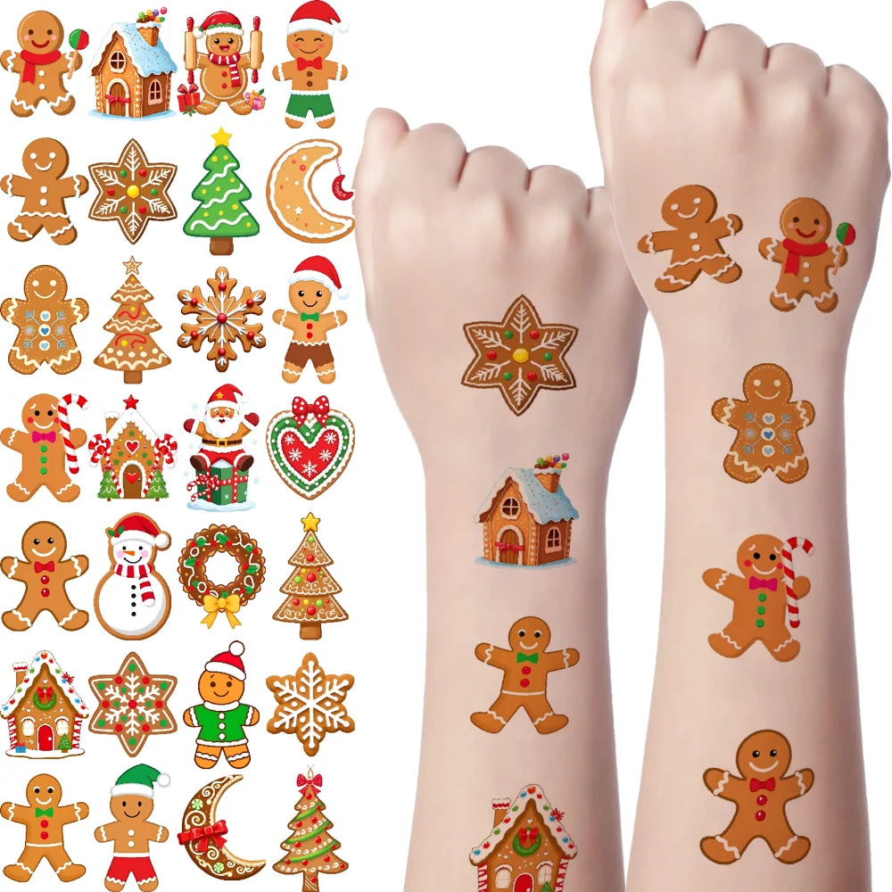 54pcs Christmas Temporary Tattoos – Snowflake, Tree & More