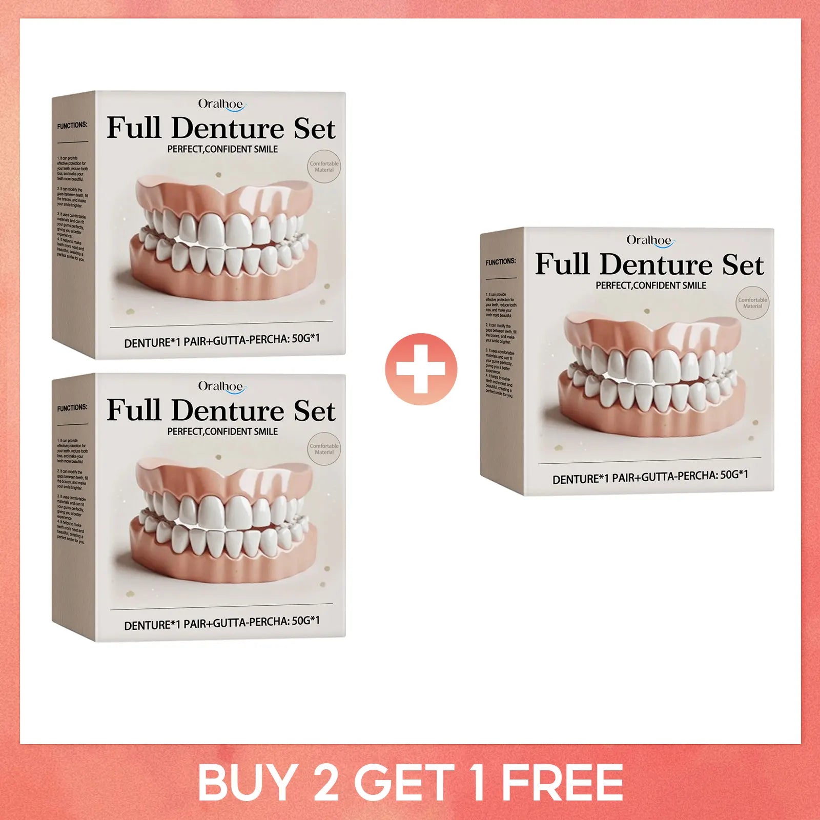 Silicone False Teeth Upper Lower Veneers Dentures Whitening Fake