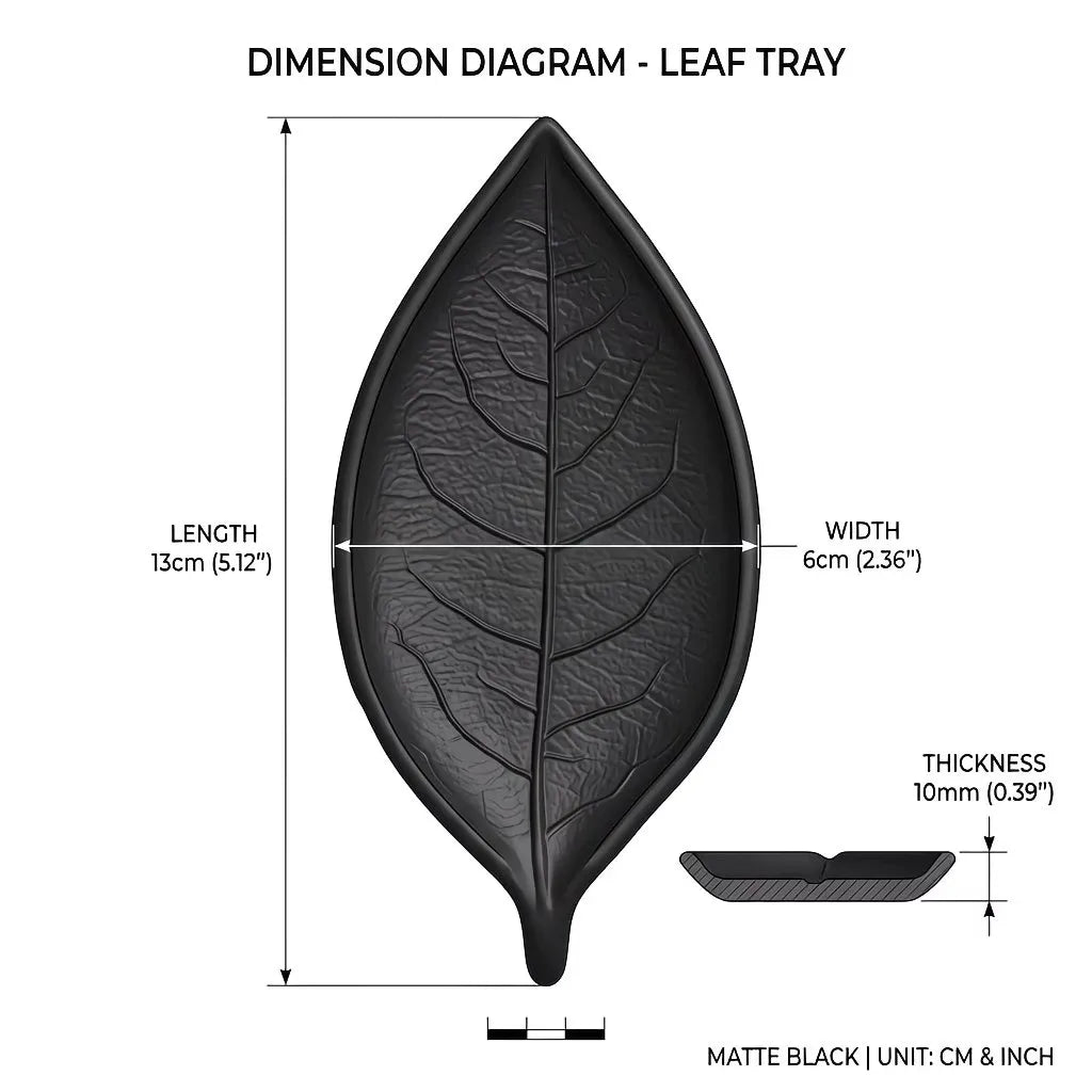 3D Printed Leaf Shape Jewelry Tray Ring Holder Unique Gift for Women Fashion Lovers Earring Necklace Display Dish Leaf Shaped Oasis Select black