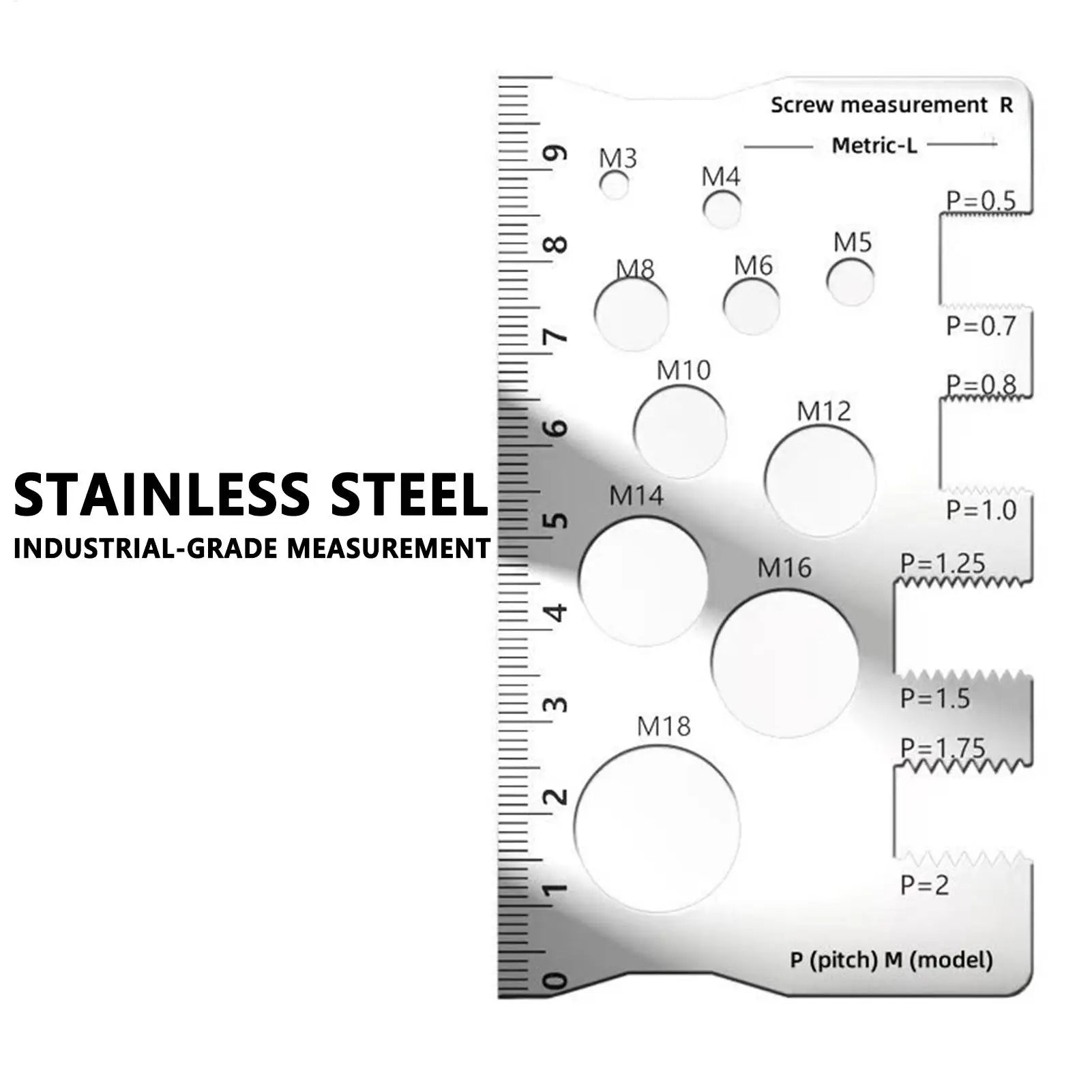 Thread Checker Bolt and Nut Gauge Stainless Steel Screw Sizing Tool for Woodworking Carpenters Engineers Construction Site Oasis Select
