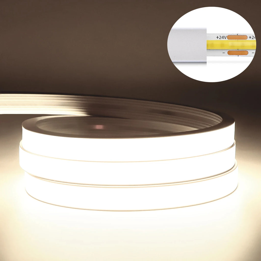 Tuya Zigbee Dimmable LED Strip Closet Light 24V Ra90 Waterproof 320LEDs/m Smart APP Voice Control Flexible Ribbon Neon Tape Oasis Select Natural White USA Power Plug 10m
