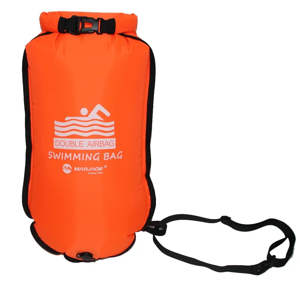 20L Inflatable Open Swimming Buoy Tow Float Dry Bag Double Air Bag with Waist Belt for Swimming Water Sport Storage Safety bag Oasis Select 1 Piece