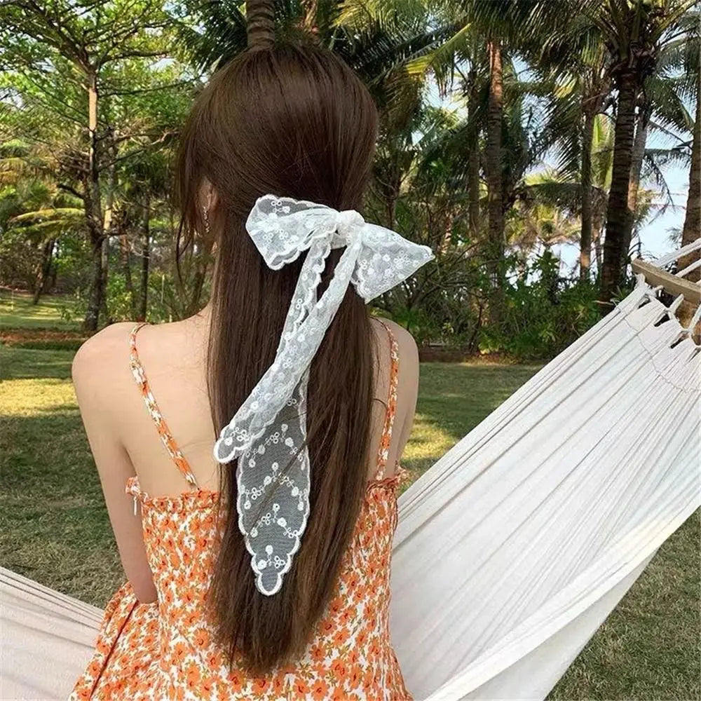 Fashion Multi-Functional Lace Scarf Pastoral Forest Style Fairy Hair Tie Spring-Summer Bandana Scarves for Women Girls Oasis Select