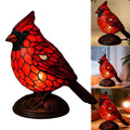 Stained Glass Lamp Handmade Cardinal Bird Lamp Cardinalis Night Light Resin Handmade Red Bird Lamp For Christmas Bedside Table Oasis Select Red