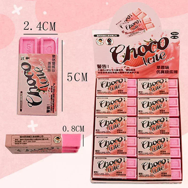 10-Pack Kawaii Novelty Erasers – Strawberry & Chocolate Kids' Gift