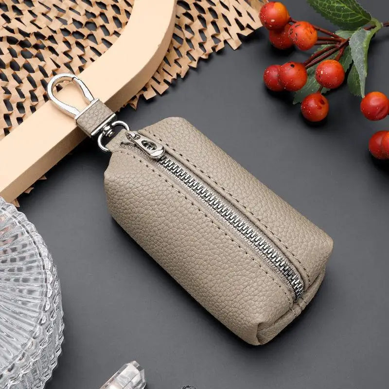 Double Zipper PU Leather Key & Coin Pouch with Metal Clip Key & Coin Pouch Oasis Select A4