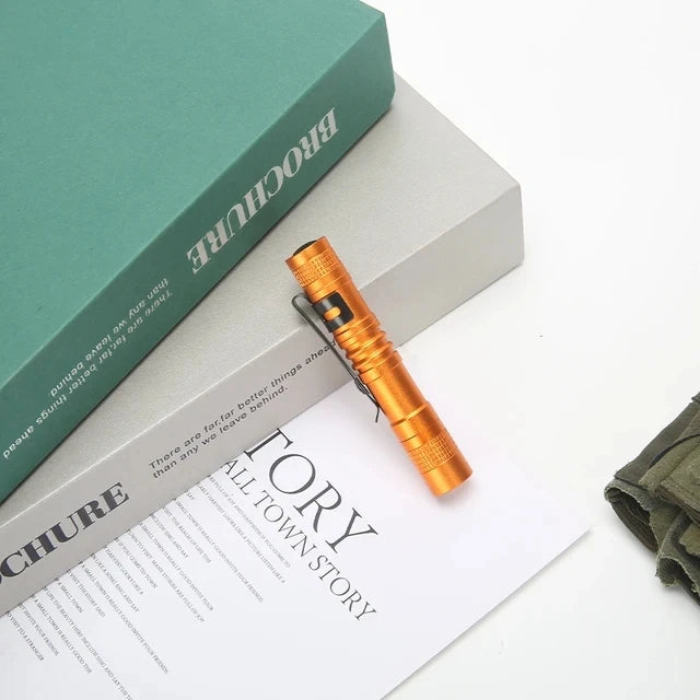Portable Mini LED Pen Flashlight With Pen Clip Handheld Ultra Pocket Torch Use AAA Battery For Outdoor Camping Emergency Lamp Oasis Select orange