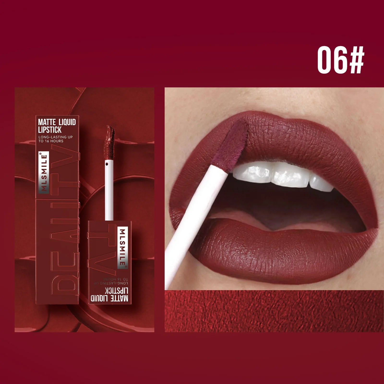 MLSMILE 6-Color Liquid Matte Lipstick – Velvet Satin Gloss