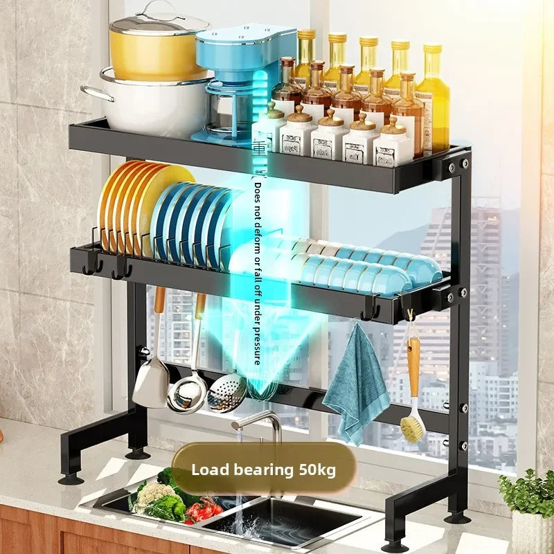Kitchen Sink Shelf Multifunctional Dish Rack Drain Rack Countertop Dish Rack Storage Rack Sink Storage Oasis Select