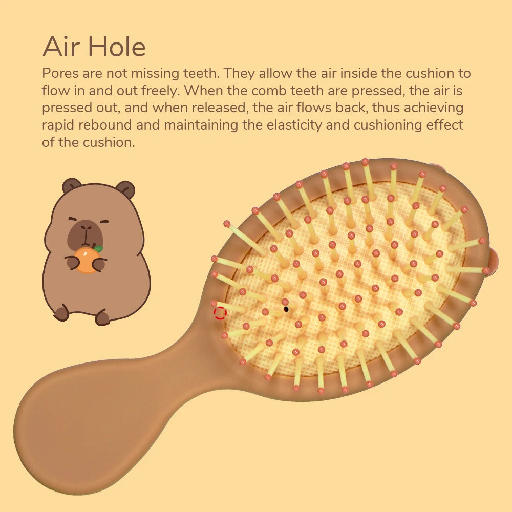 Capybara Holding Fish Design Hair Brush Scalp Massage Detangling Tool Anti Static for Smooth Hair Daily Use Oasis Select