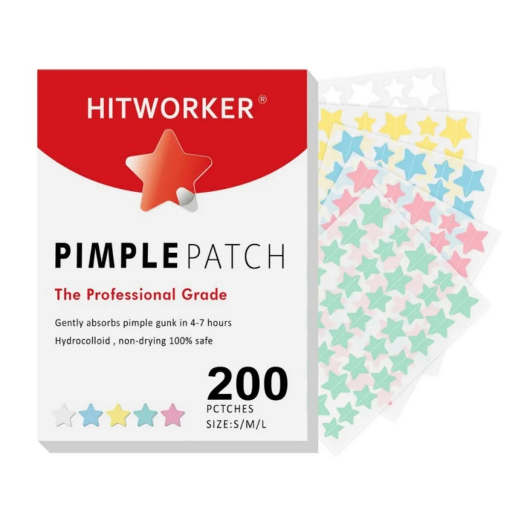 200 hydrogel star shaped acne patches - alcohol free, non irritating acne patches for men and women, suitable for all skin types Oasis Select 200pcs-C