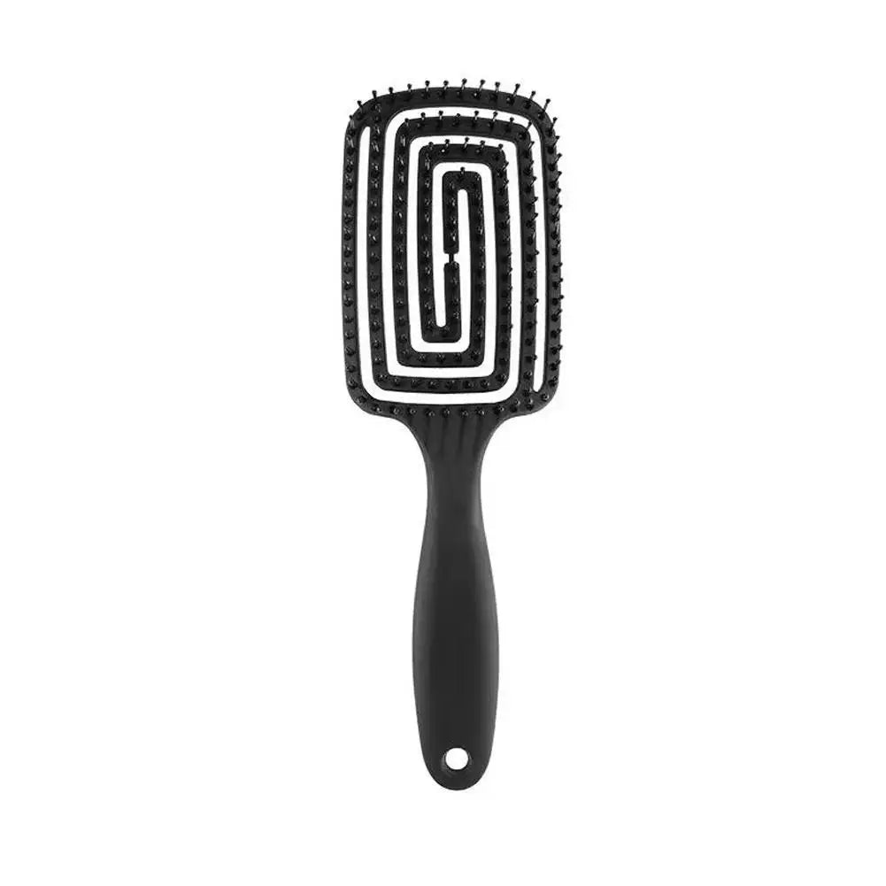Hollow-Out Curved Detangling Brush – Volumizing Styling Brush with Rounded Tips, Scalp Massage & Blow-Dry Design for High Crown Oasis Select A