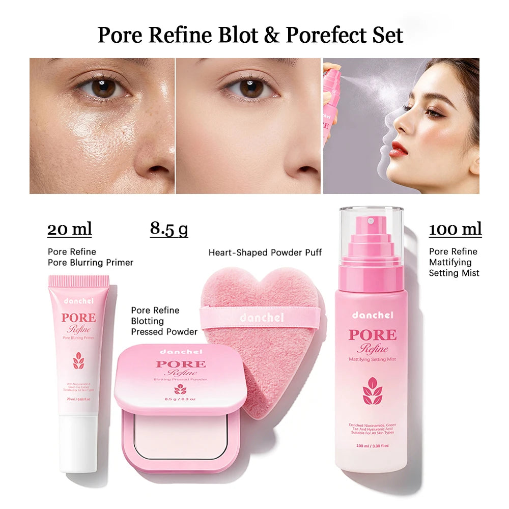 4-Piece Matte Makeup Set – Primer, Setting Spray & Powder