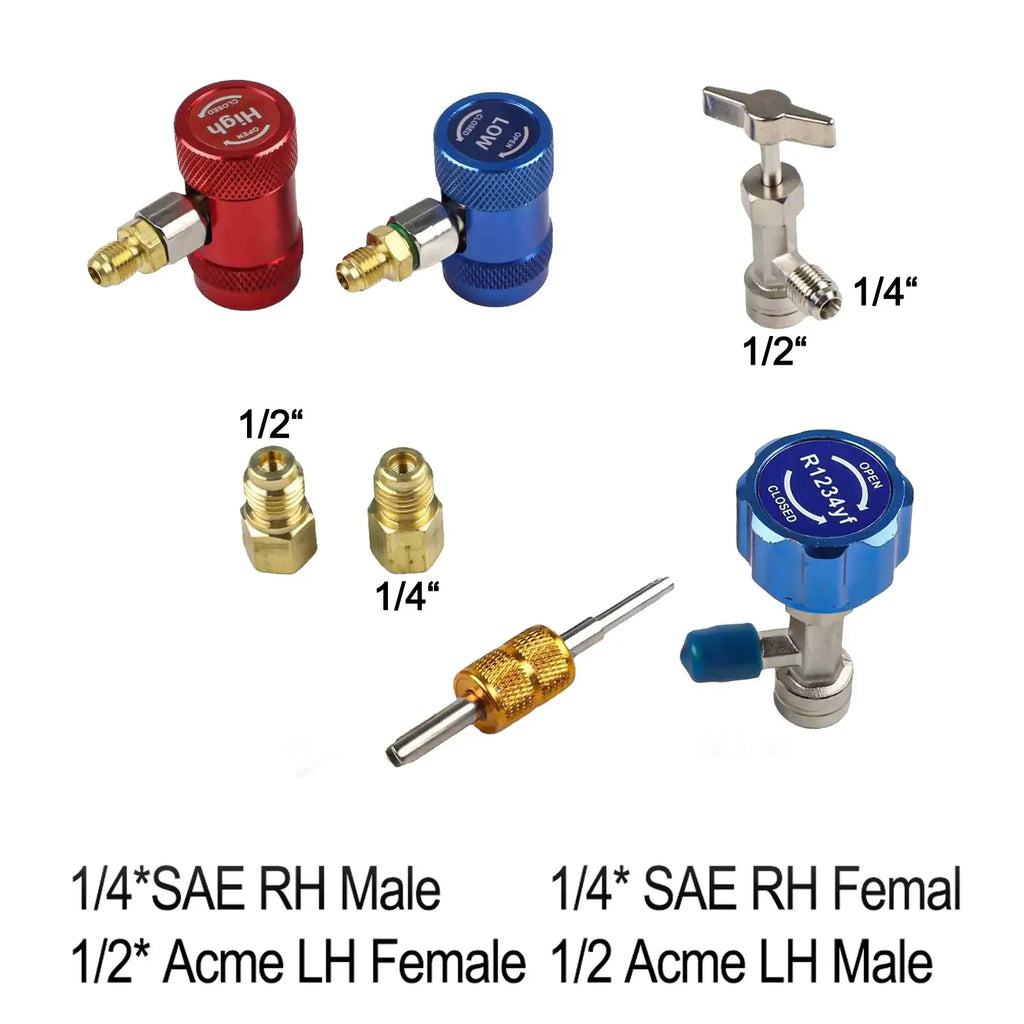 Quick Couplers Set for R1234yf with Innovative Valve Core Remover Ensures Reliable For HVAC System Service and Diagnostics Oasis Select