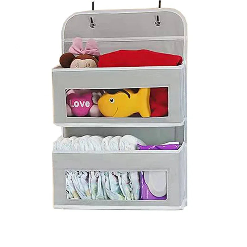 1PC Hanging Storage Bag with Pockets Over The Door Wall Mounted Storage Rack for Household Space Saving Hanging Organizer Home Oasis Select 2 grids grey