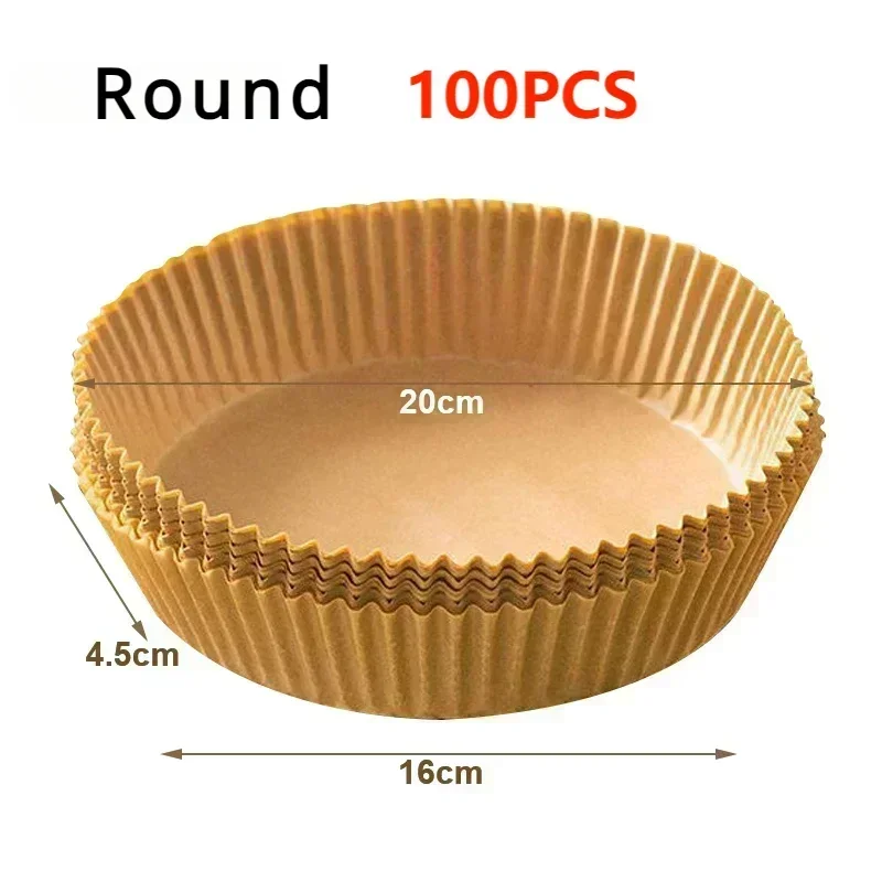Disposable Air Fryer Paper Non-Stick Kitchen Baking Airfryer Mat Oilproof Micro-wave Barbecue Pad Baking Paper Liner Accessories Oasis Select zhaguo-Round-100pcs
