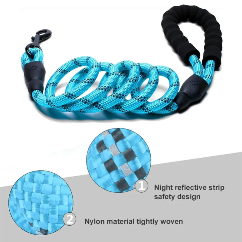 3m Pet Reflective Nylon Tow Rope Non Slip Foam Handle Pet Adjustable Towing Ropes Large Middle Small Dogs Outdoors Pet Supplies Oasis Select