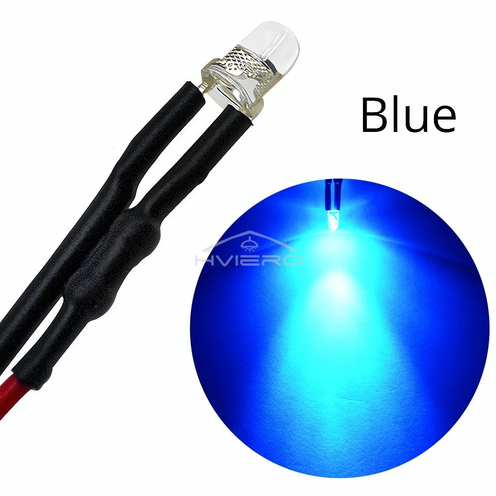 3mm Pre-Wired LED Bulbs DC 12V Water Clear | 5–100 Pack