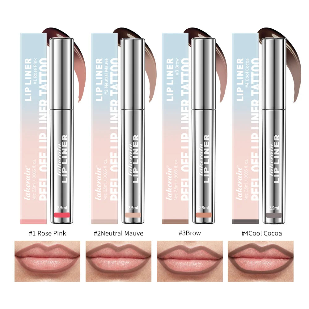 Waterproof Lip Liner Peel Off Tattoo Lipgloss Waterproof Long Lasting Matte Lip Tint Brown Contour Tear-off Lips Stain Cosmetic Oasis Select 4pcs