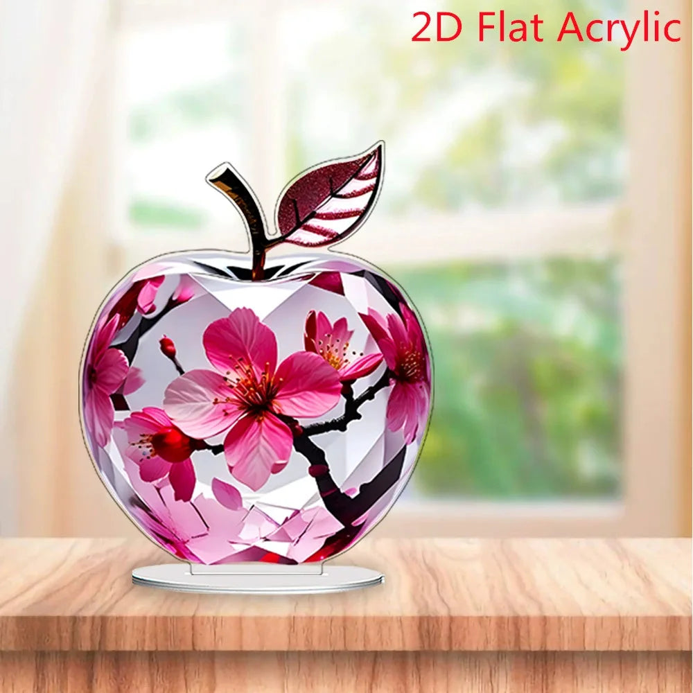 Crystal Apple Figurine Paperweight, Clear Apple Collectible Figurines Crafts, Home Office Handmade Statue Ornament Decoration Oasis Select
