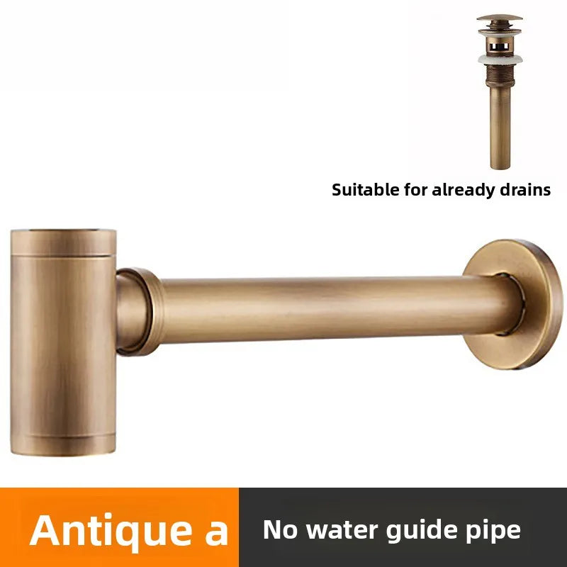 Brass Modern Round Bottle P trap 1 1/4, Sink Drain Pipe P trap Kit Antique with Pop up Drain Oasis Select A 2