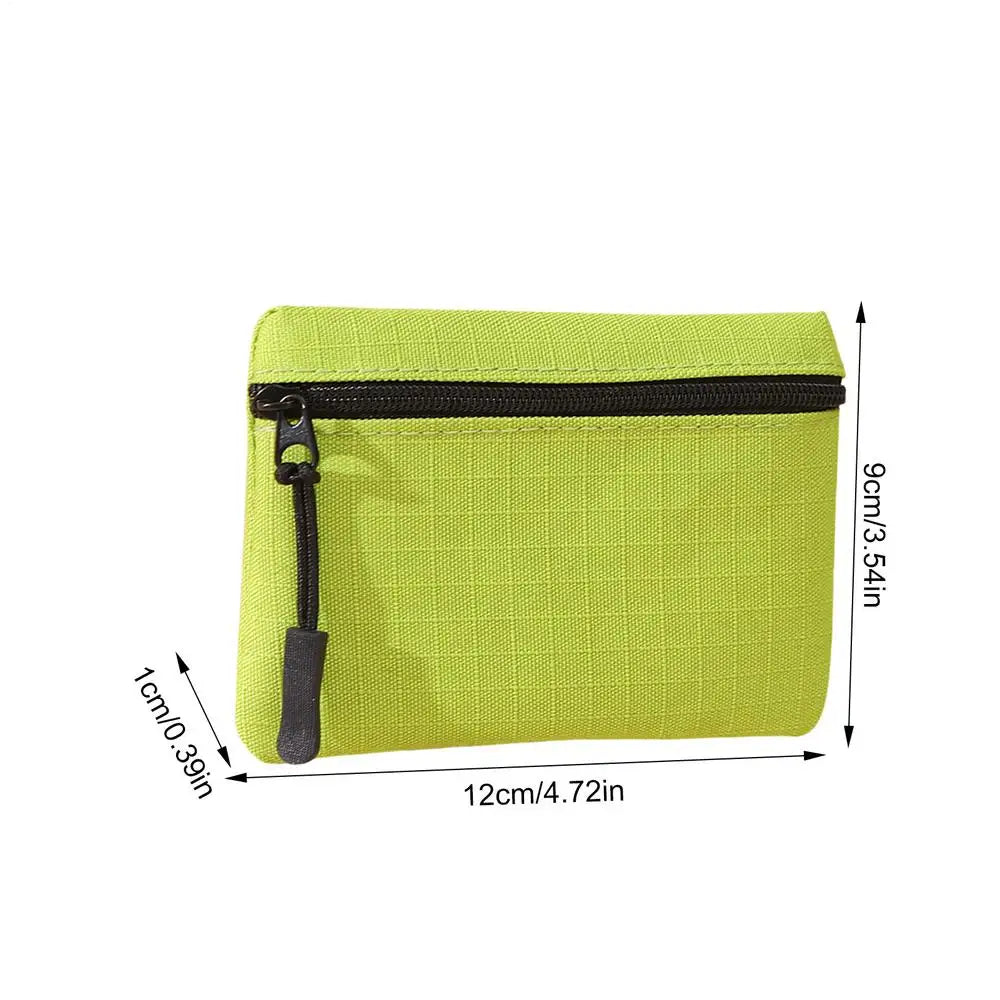 Portable Bag Credit Card Holder Mini Cute Purse Oxford Cloth Coin Purse Women Zipper Coin Pouch Key Earphone Data Cable Card Bag Oasis Select Green
