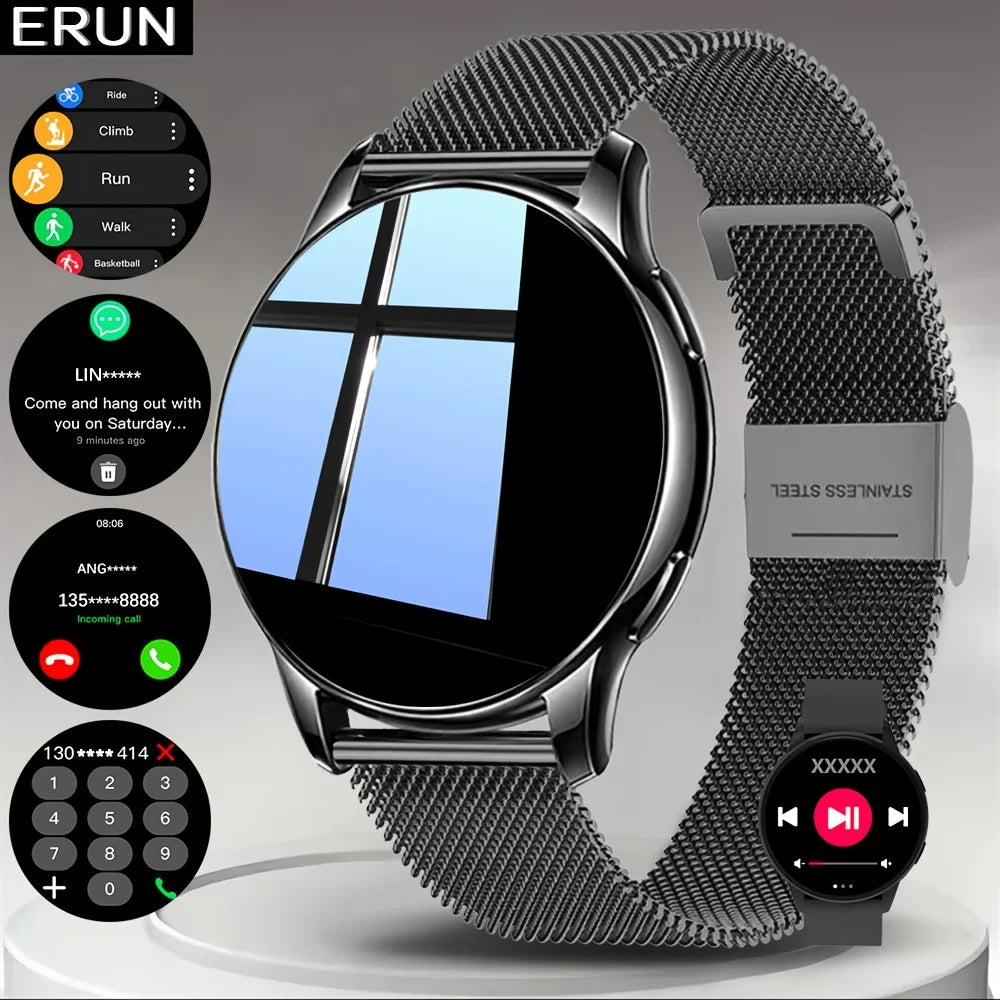 ERUN Smartwatch – Round Screen, Wireless Calls & Sports Mode
