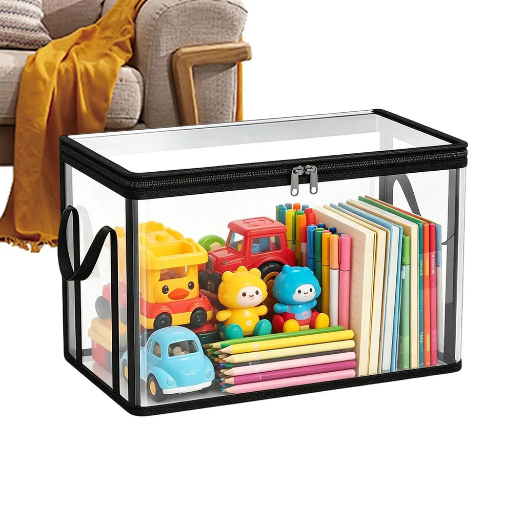 Book Storage Box Clear Stackable Large Capacity Book Storage Containers Organization Bins for Toy Snack Bedding Clothes Home Oasis Select