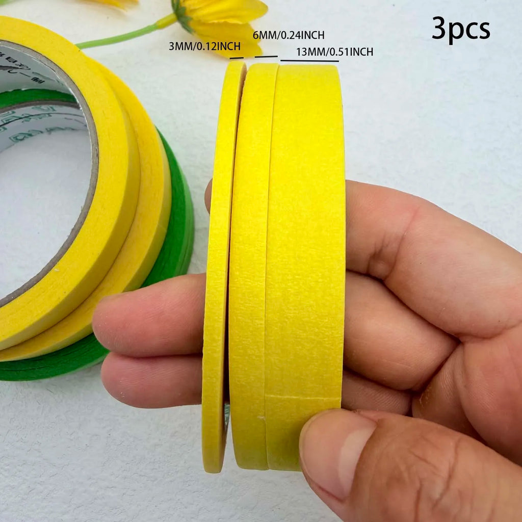 3/6 Rolls 3size Colorful Paper Masking Painters Tapes Painting Labeling Arts Crafts,Removal for Crafts, Labeling,DIY Decorative Oasis Select 3pcs yellow