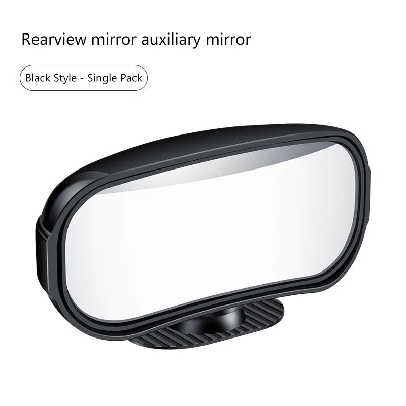 1PC Car Mirror Auxiliary Rear View Mirror Wide Angle Side Rear Mirrors Reverse Blind Spot 360° Adjustable Car Accessories Oasis Select Black